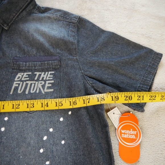 Wonder Nation Be The Future Denim Paint Splattered Shirt Big Boy XXL (18) Casual - Picture 8 of 11
